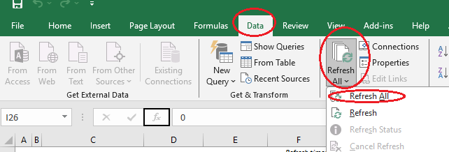 Excel PowerPivot model refresh